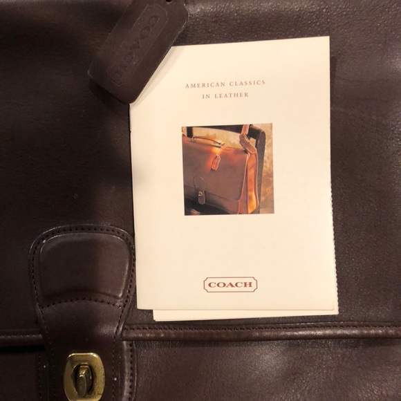 Cognac Brown Leather Coach Briefcase - Picture 6 of 6